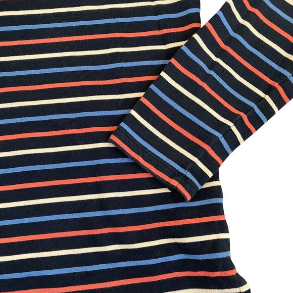 L.L. Bean Sz S Soft Cotton Rugby Henley Pullover Navy Pink Striped Casual Preppy - Picture 13 of 16